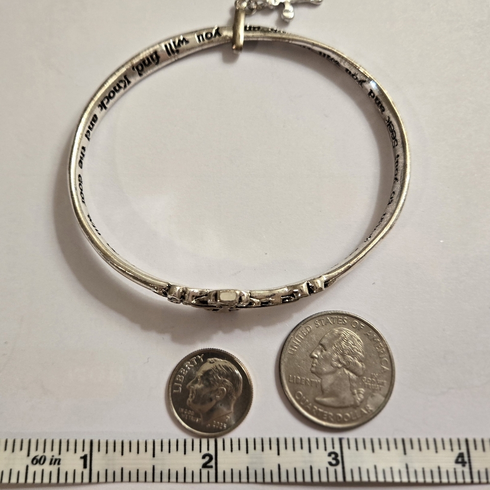 MOBIUS ASK SEEK KNOCK BANGLE BRACELET SILVER-PLATED, Gift Boxed #7 - Picture 7 of 16